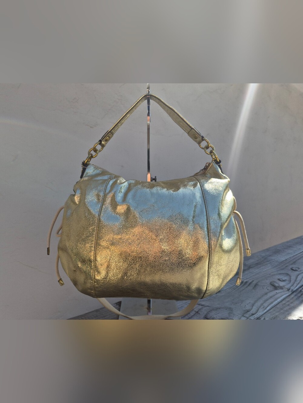 Coach Poppy "Jazzy" Hobo Crossbody Bag in Metallic Gold - Picture 8 of 16
